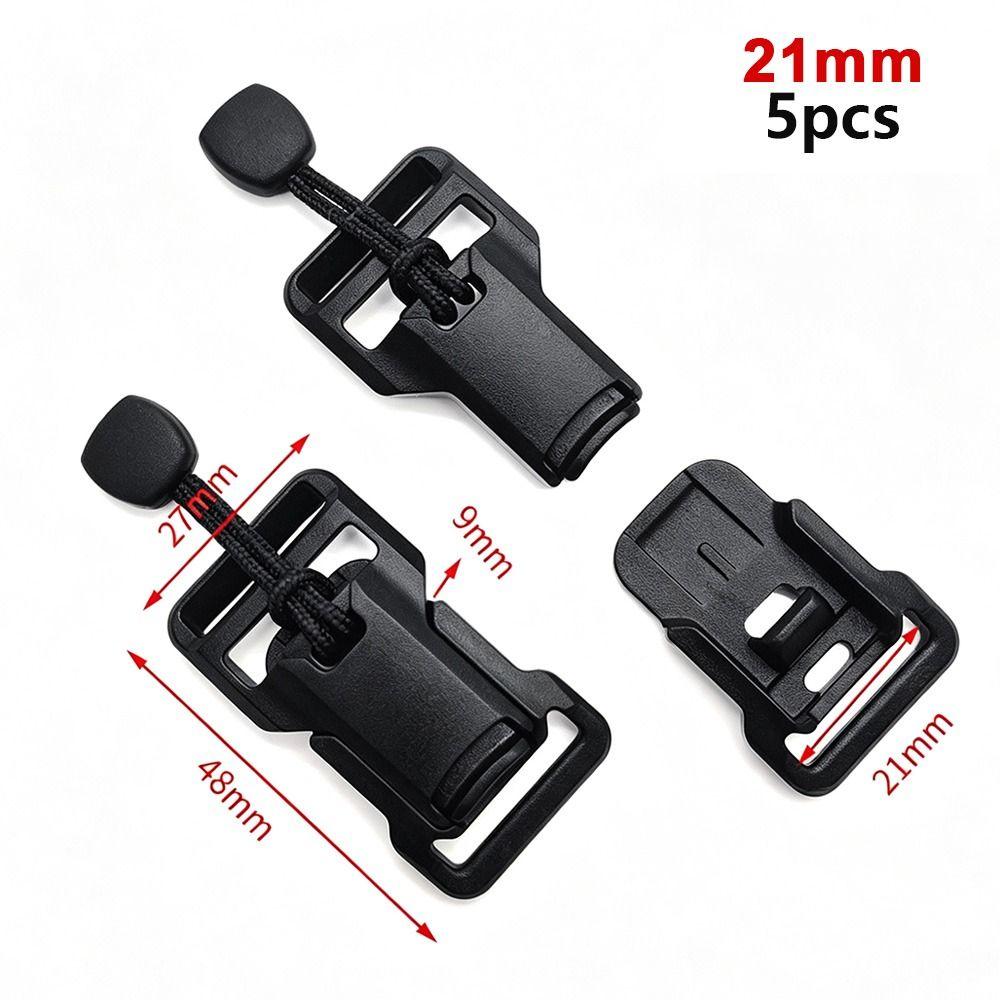 5pcs Black Quick Release Buckle 20/25mm Garment Quick Press Button Adjustable Webbing Strap Buckle