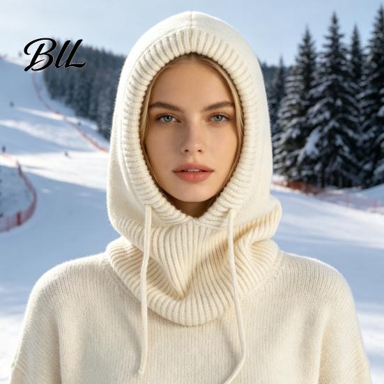 Breathable Winter Face Mask Balaclava Hat for Men And Women, Windproof Thermal Headwear Extreme Cold Knitted Hooded Neckerchief, Adjustable Drawstring