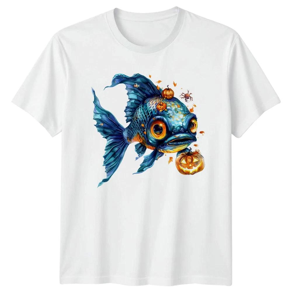Spooky Halloween Fish TShirt Aquatic Autumn Gift For Him And Her