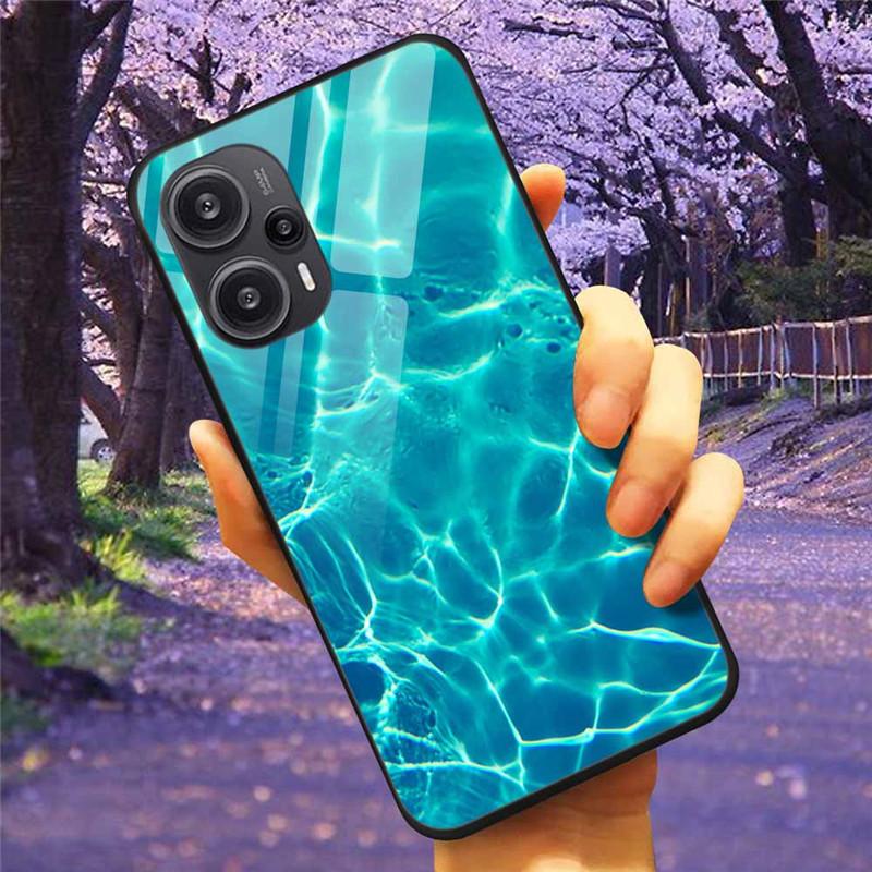 Для Xiaomi Poco F5 5G / F5Pro Чехол Закаленное Стекло Озеро Луна Жесткая Защитная Крышка для POCO F5 Pro Capas Funda на PocoF5 Роскошный Coque