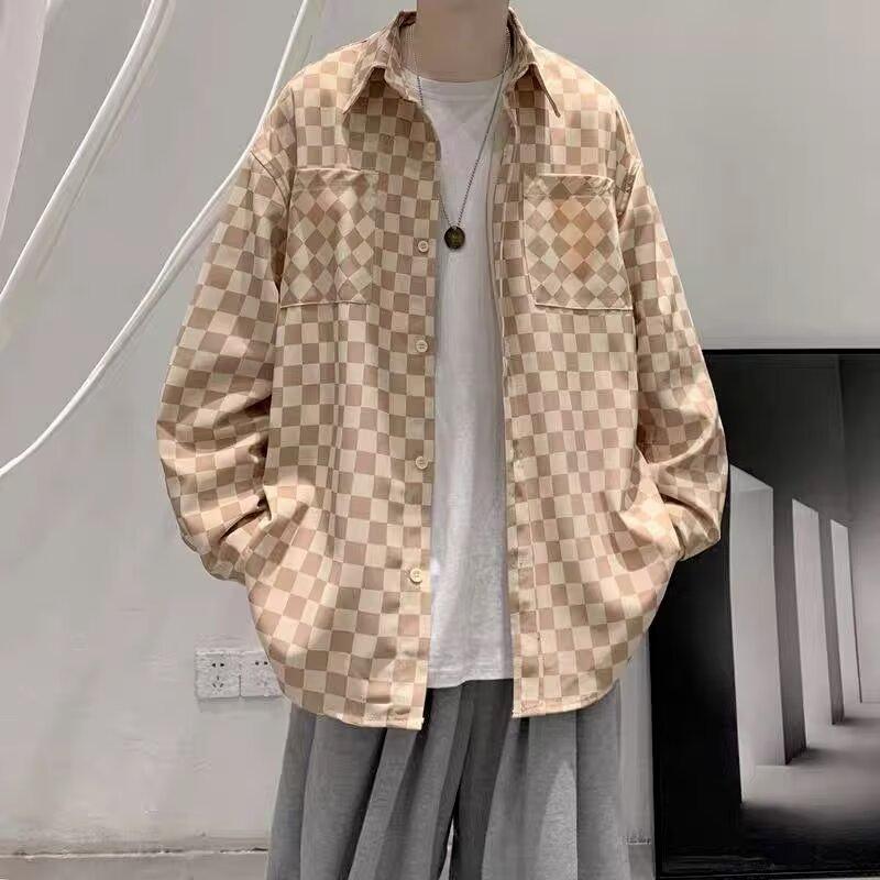 2024 Повседневная рубашка с длинным рукавом Ins Свободная рубашка Мужская летняя тенденция Универсальная повседневная куртка