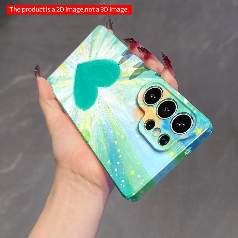 2DFlat Samsung phone case Teal Heart Radiance with Butterflies and Stars Applicable to Galaxy S22 S23 S24 S25ULTRA S26 A12 A13 A14 A15 A16