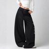 Womens High-Waisted Wide-Leg Denim Pants With Embroidery Streetwear Vintage Loose Fit Straight Cut Jeans 2026 Fall