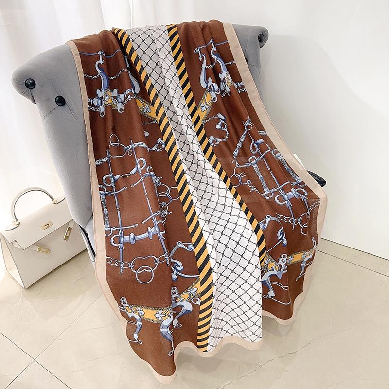 Wenyi Fan Creative Niche Printed Scarf High Sense Women's Elegance Temperament Fashion Cotton and Linen Scarf with Shawl