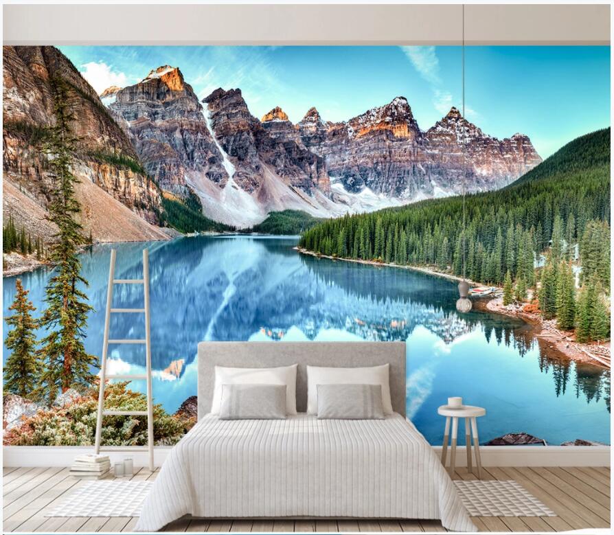 Forest Lake 3d Wall Murals For Living Room Simple Snow Mountain Wallpaper Home Decor Wall Paper For Walls