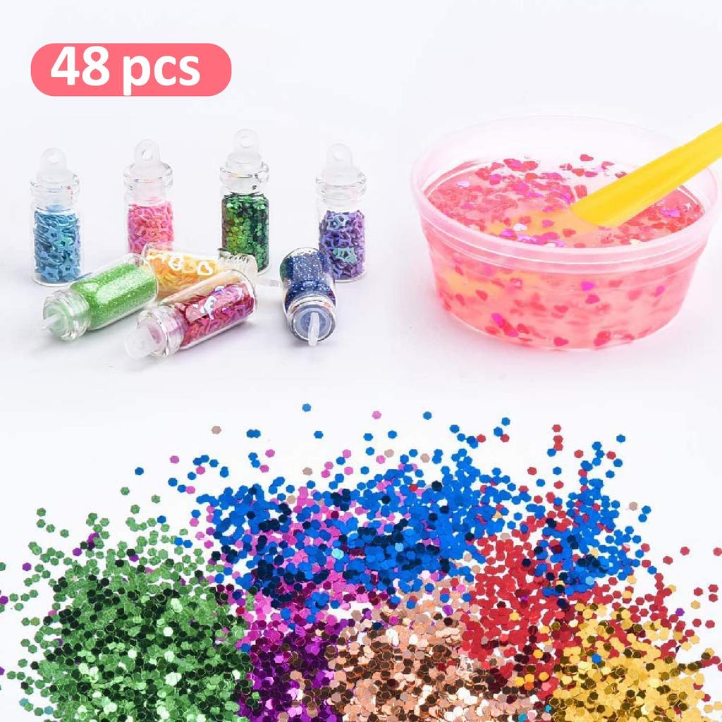Jecimco Slime Kit Crystal Clay DIY Clay Set Игрушечные глиняные игрушки Инструменты ручной работы Аквариумные бусины Фруктовые дольки Цветная пена Конфетти Содержит 71 штуку Пушистый