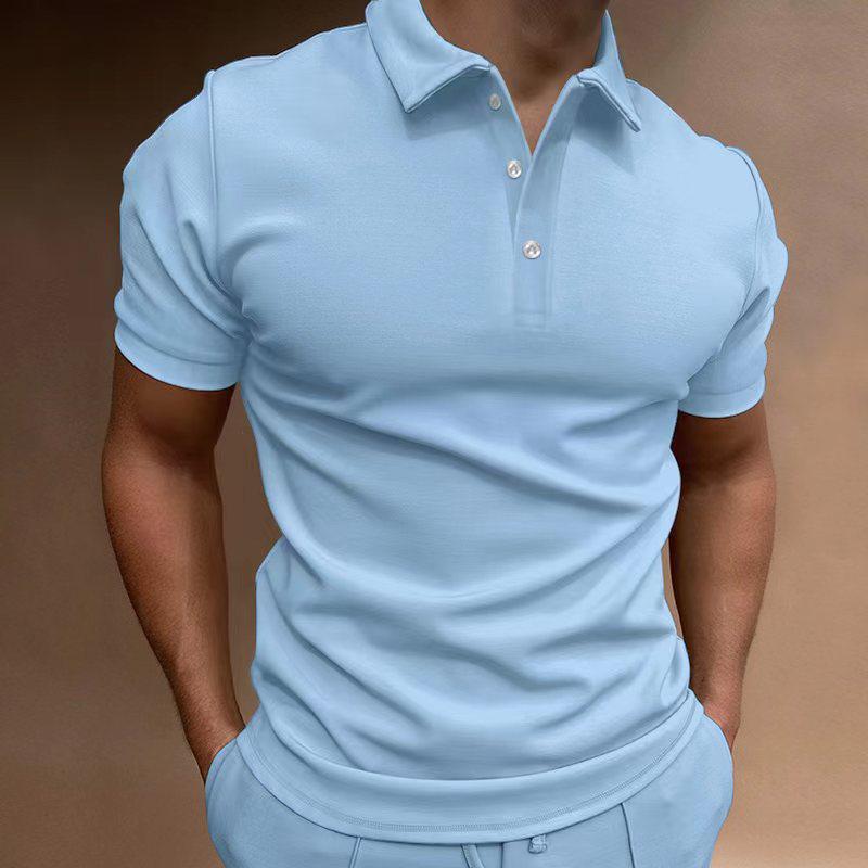 2025 Summer European & American Men's Polo Short-Sleeve Button Shirt
