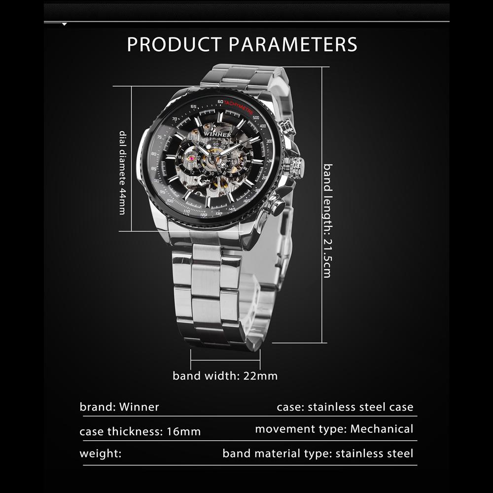 WINNER Лучшие деловые часы полностью автоматические механические часы полые водонепроницаемые мужские светящиеся часы из нержавеющей стали