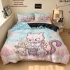 Custom Name,Mewtwo Pattern Bedding Home Decoration Birthday Gift ( 1 duvet cover + 2 pillowcase, without core),fan merchandise.
