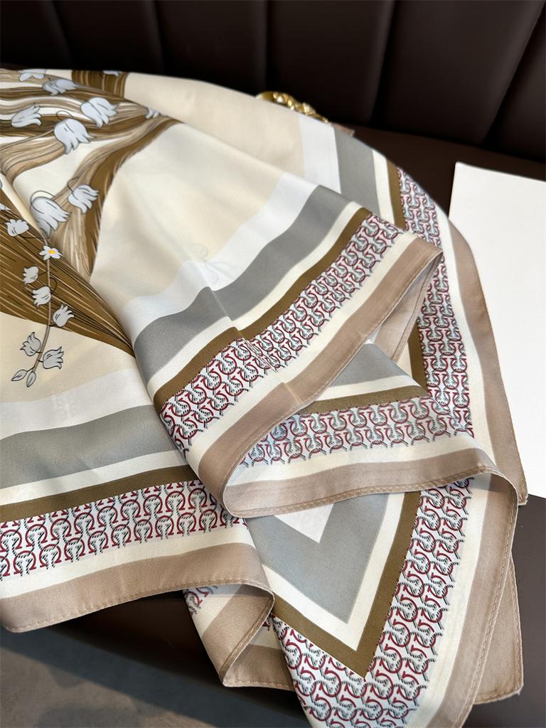 Floral Print Women's Summer Scarf Satin Scarf Elegant Woman Scarf Woman Neck Scarves Women 90X90cm Foulard Women Scarves