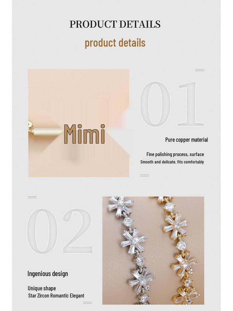 Браслет-пуловер «Снежинка из циркония»: Элегантный женский нишевый дизайн