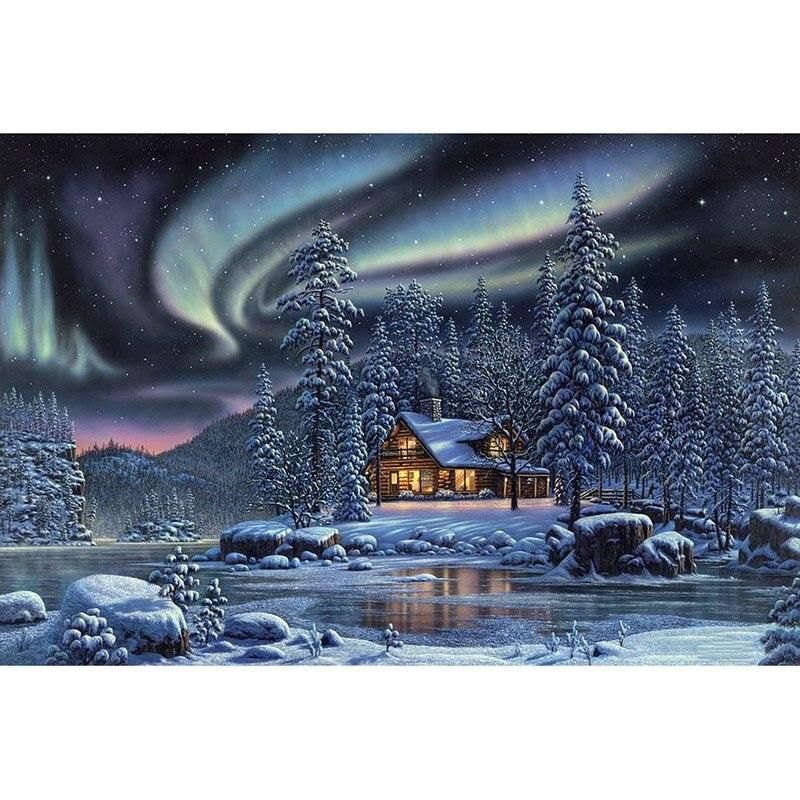 Snow Scenic DIY 5D Diamond Painting Full Round Rhinestone Winter Scenery Diamond Embroidery Cross Stitch Kits Home Decor