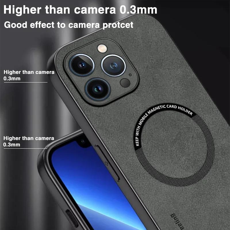 Магнитный кожаный чехол для iPhone 15 16 Pro Max 14 13 12 11 Pro Max XS XR X 8 7 Plus SE 2025 Беспроводная зарядка Чехол для телефона Etui
