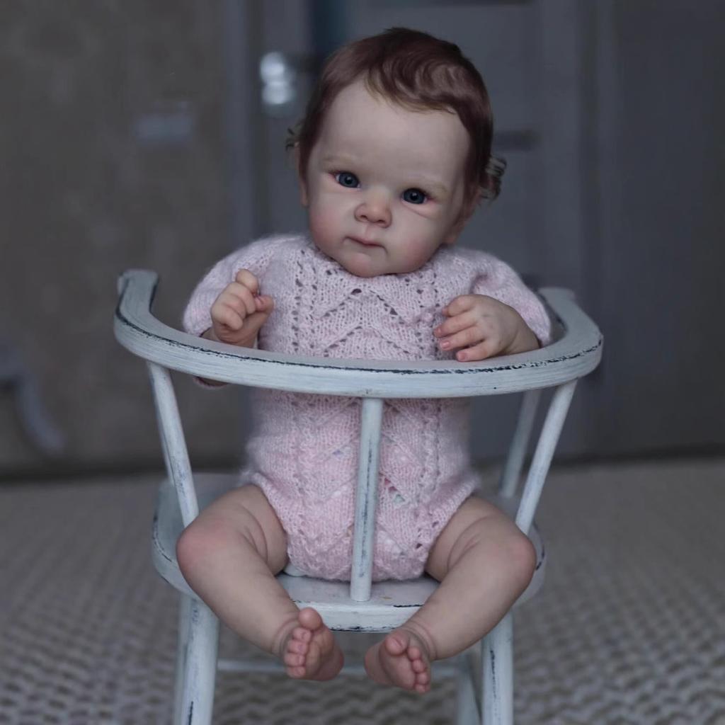 Имитация Reborn Baby 45 см Reborn Baby Girl Мягкая силиконовая виниловая Reborn Baby Реалистичная реалистичная кукла-младенец, кукла в розовом вязаном платье