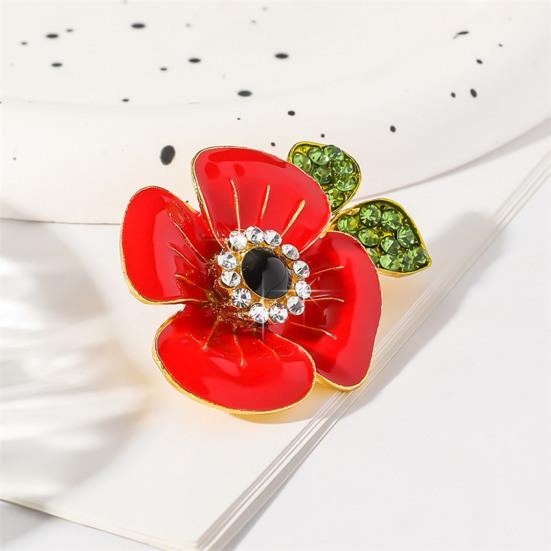 Women's Flower Brooch, Enamel Oil Drip Retro Polished Pin for Coat Collar Bag or Hat