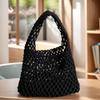 Cotton Rope Fishing Net Bucket Bag for Women Top-handle Bag Summer Crochet Hobo Bag for Travel Picnic Vacation Beach