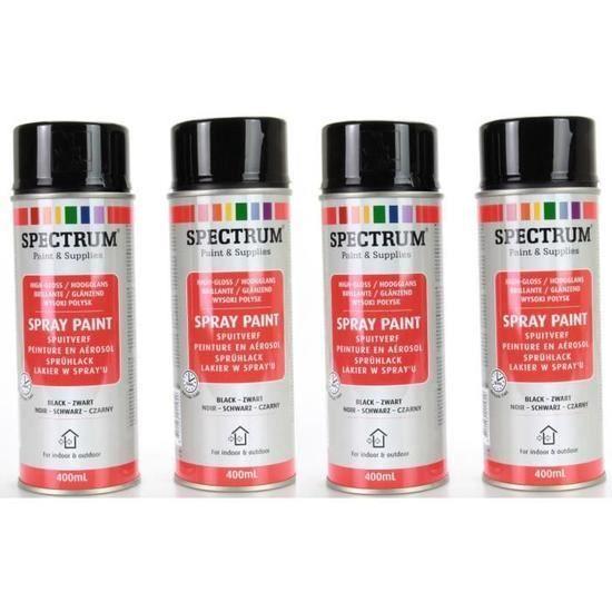 Spray Paint - BLACK - Pack of 4 - 400ml - Fast Drying - Interior/Exterior