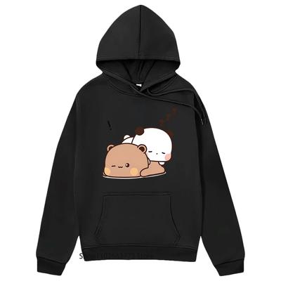 Толстовки с капюшоном Kawaii Graphic Bubu Dudu Love Sleep, толстовка Bubu Dudu с рисунком медведя-панды для женщин, повседневная одежда из флиса, весенние топы
