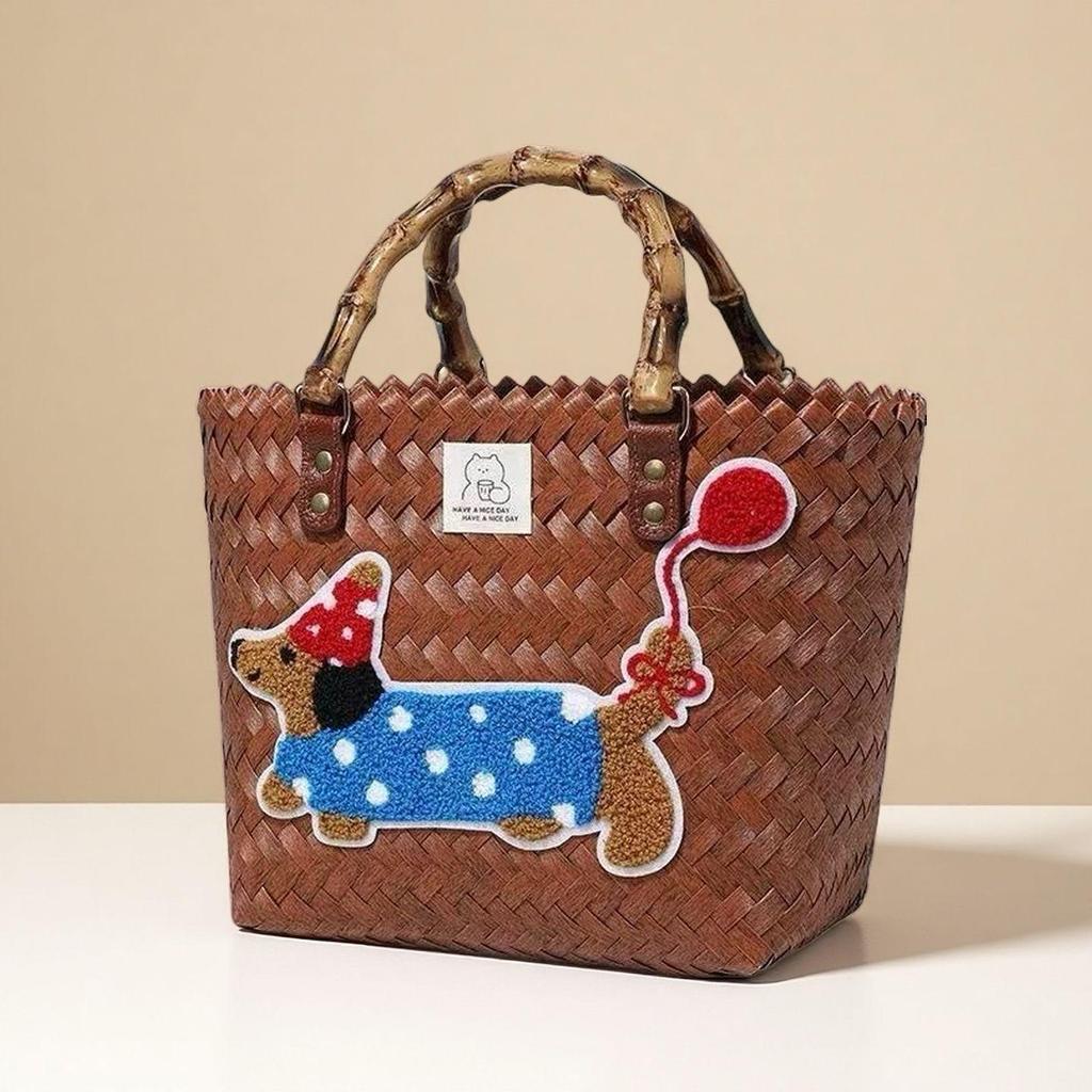 Сумка и корзина для хранения ручной работы с вышивкой «Такса»