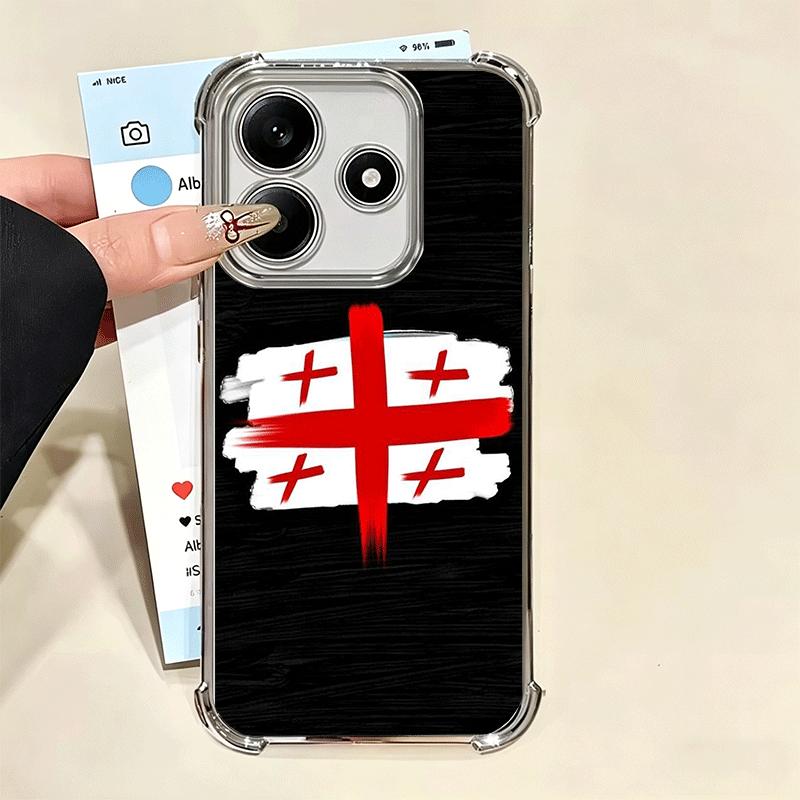 Georgia Passport Flag Plating Phone Case For Xiaomi Redmi Note 14 15 Pro Plus 13 12 11 11S 11T 10 9S 9 5G Anti-Fall Airabag Cove