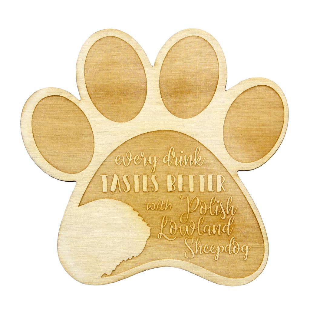 Polish Lowland Sheepdog, PON, Valee Sheepdog – Mug coaster, engraved coaster with dog | Art-Dog