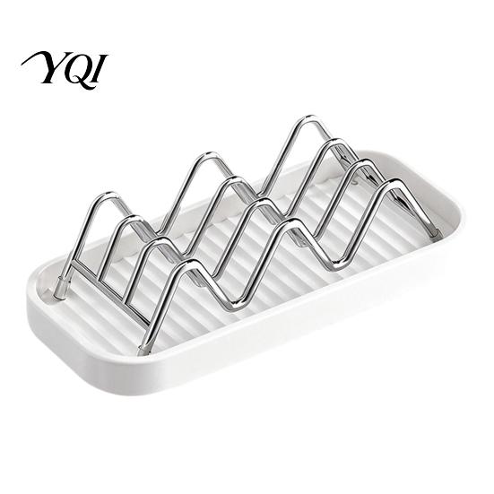 Kitchen Sink Soap Rack 3-Compartment Storage Rack, Stainless Steel Holder with Removable Saver for Shower Water Tray, Hollow Tilt Design Organizer