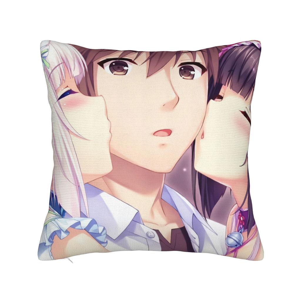 Pillow Case Super Kawaii Game Nekopara Chocola Vanilla Square  Pillow Cover For Living Room Bed Chair Fashion Pillowcases
