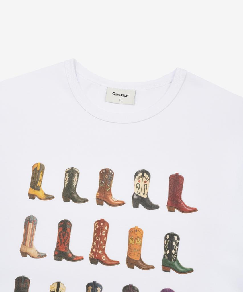 COVERNAT Western Boots Graphic Crop T-Shirt White