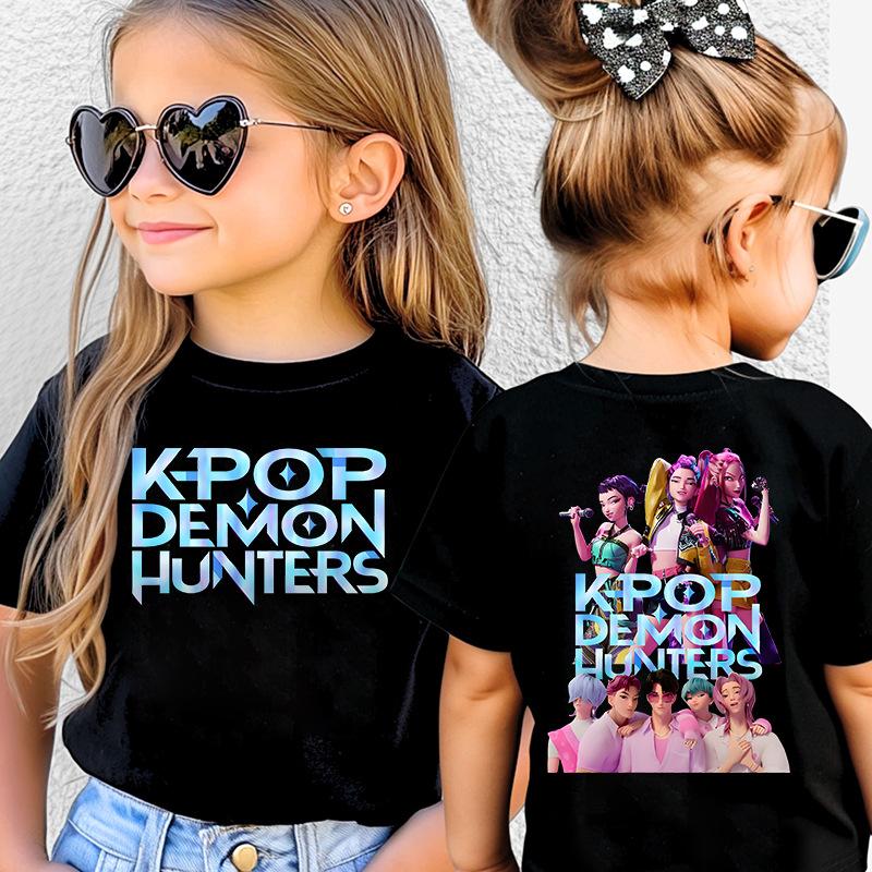 KPop Охотники на демонов Детская одежда Летняя Мультяшный Derpy Тигр Одежда Модная Футболка для Мальчиков Детская Футболка Топ