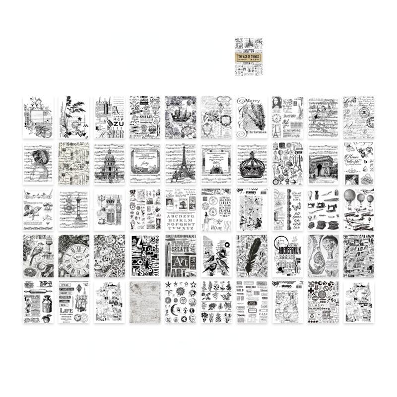 50 шт. винтажные наклейки с растениями, мусорный журнал, ретро газетный штамп, наклейки для билетов, этикетка, сделай сам, дневник, альбом, материал для скрапбукинга