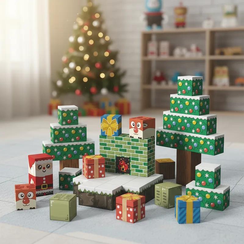 Christmas Magnetic Blocks 54PCS DIY 3D Building Set Santa Claus Tree STEM Educational Gift Creative Decor