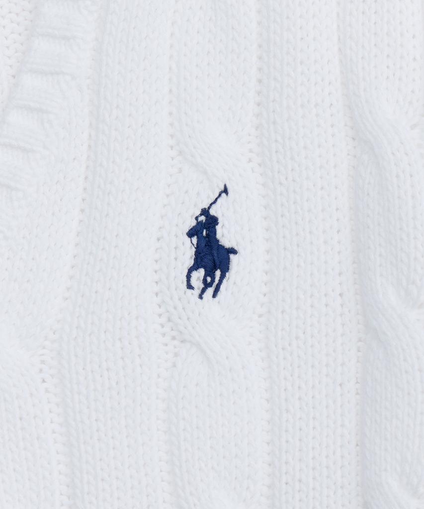 POLO RALPH LAUREN Cable Knit Cotton V-Neck Sweater - White