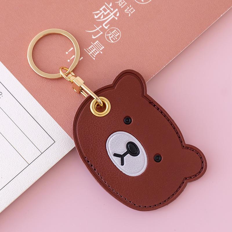 Leather Strawberry Lemon Keychain Case Holder  Women Car Key Ring Charm Bag Car Pendant Gift Anti-Lost Pet Dog Cat Collar