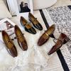 W257-1 Thick Heel Women's Shoes 2025 One-word Buckle Shallow Mouth Mary Jane Single Shoes Elegant Fairy Skirt Shoes