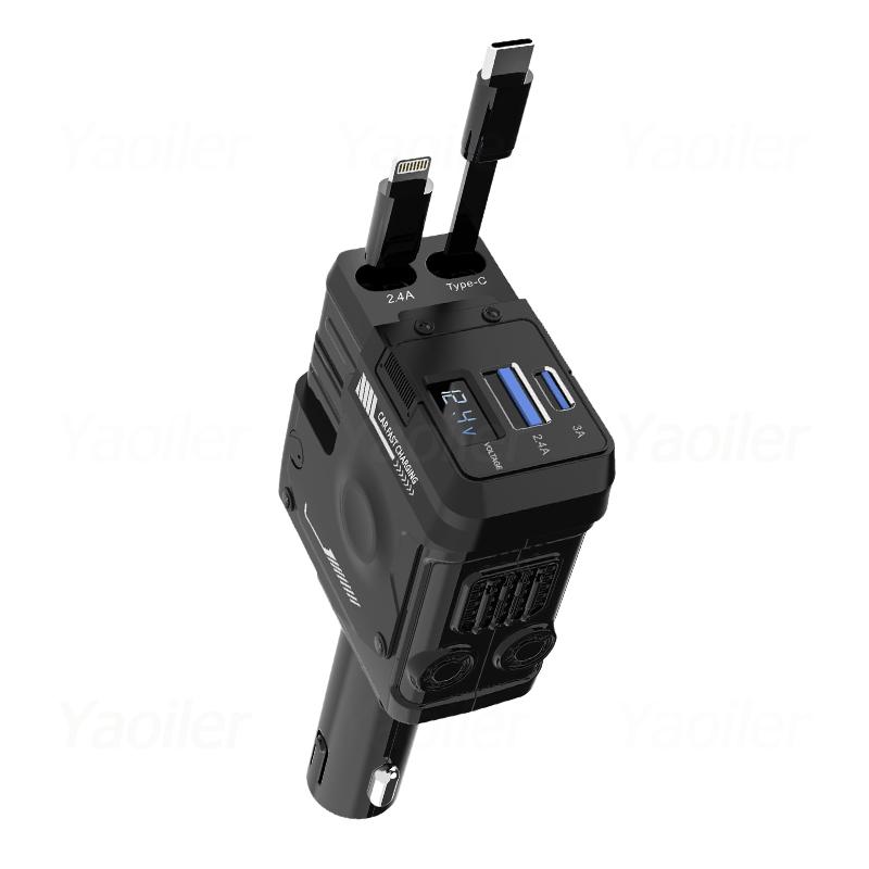 НОВОЕ 4 в 1 120 Вт USB C автомобильное зарядное устройство с выдвижным кабелем для быстрой зарядки телефонов в автомобиле для iPhone Huawei Samsung Xiaomi