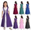 Kids Girls Renaissance Cosplay Medieval Dress Up Costumes Short Sleeve Adjustable Lace-up Gown Dress