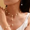 Мода сладкий элегантный жемчуг простой темперамент ожерелье серьги браслет набор