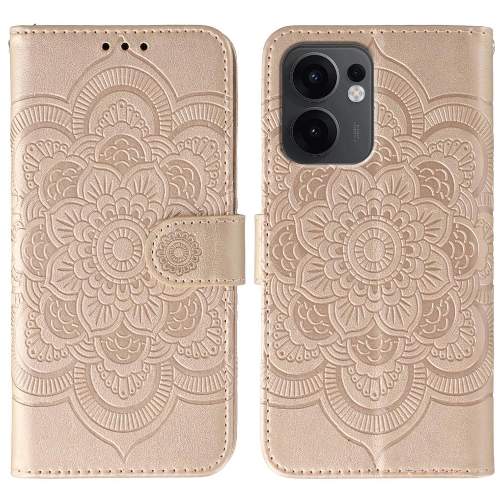 For Oppo Reno13 F 4G/5G Case PU Leather Mandala Imprinted Design Wallet Phone Cover