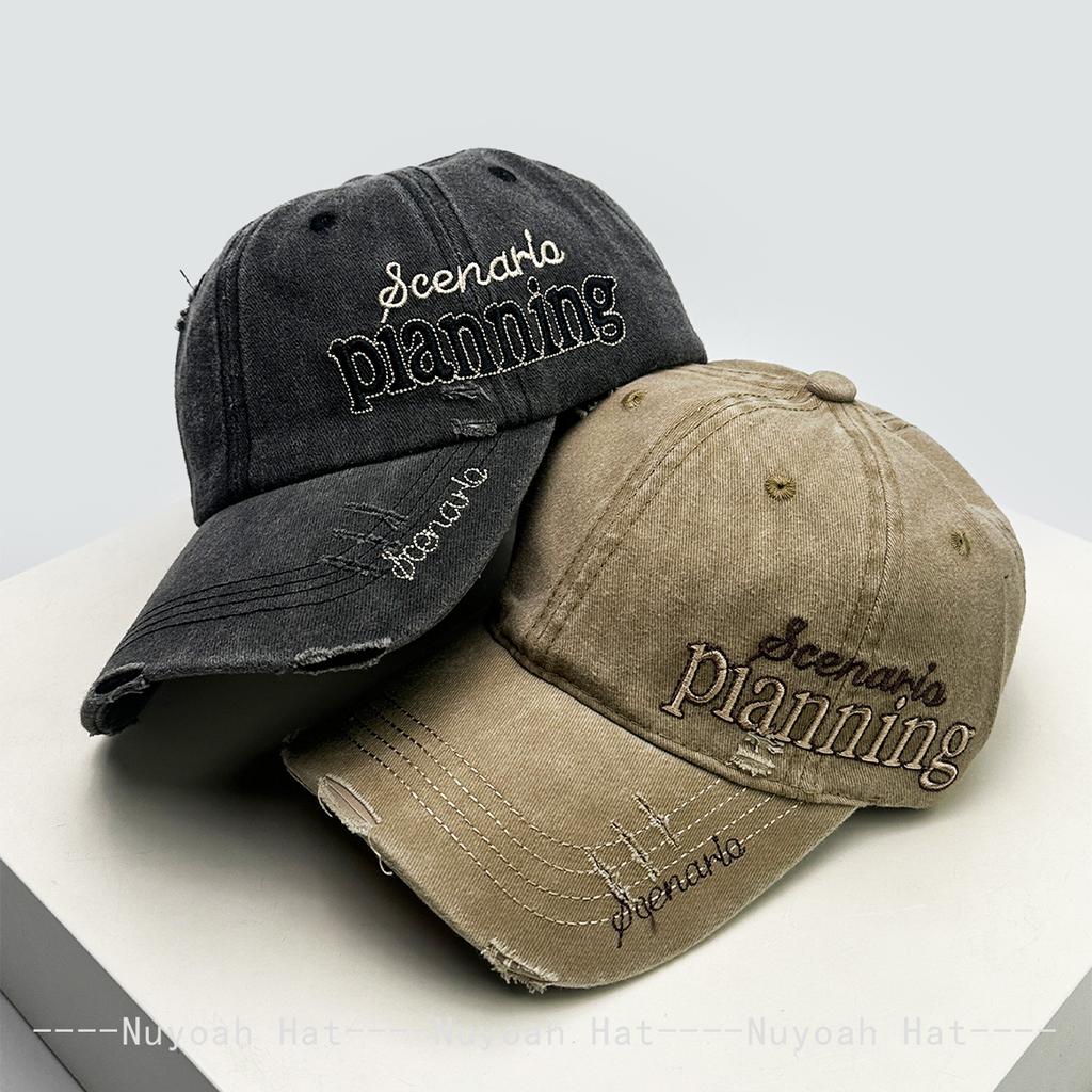 Baseball Stitching Stitched Embroidered Alphabet Side Women Men Her Him For Fresh Caps Peaked Hats Sunshade Broken Style Versatile Personal Retro
