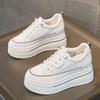 Little White Shoes Women's Spring 2024 Casual New Height Increase 8cm Versatile Thick-soled Ins Thick-soled Invisible Height Increase Shoes Women
