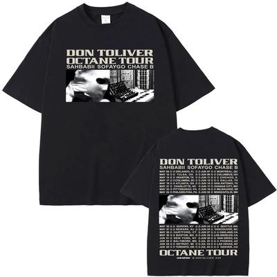DON TOLIVER OCTANE TOUR 2026 Футболка Рэпер Летняя Хип-Хоп Футболка 100% Хлопок Повседневная Гранж Круглый Вырез Футболки
