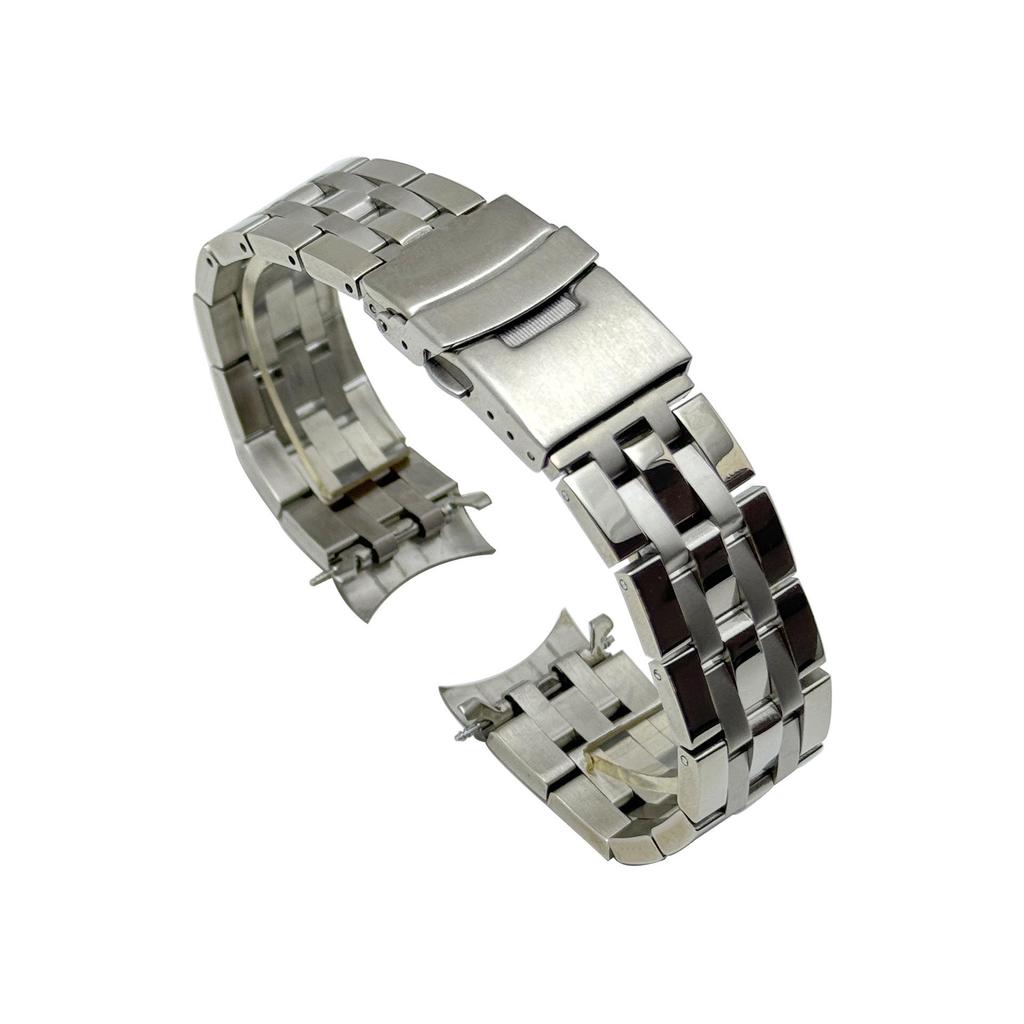 Совместимый браслет для часов Seiko Five из цельной нержавеющей стали с безопасной застежкой и изогнутыми концами - 20 мм/22 мм