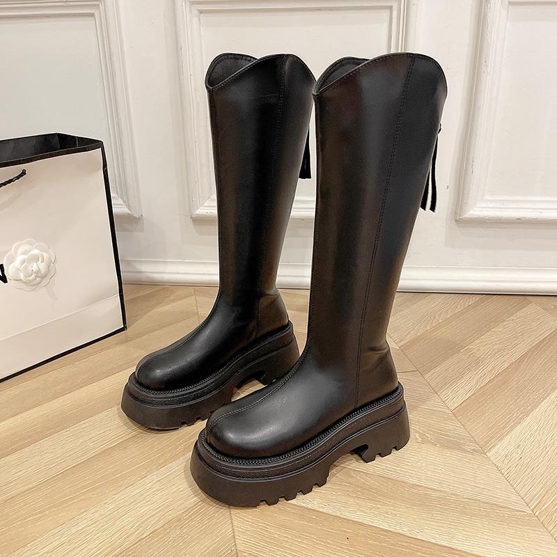 Fashion 2024 Winter New Round Headed Thick Bottom Waterproof Platform with Velvet Warmth Outer Wear Women Long Tube Boots Women's Boots