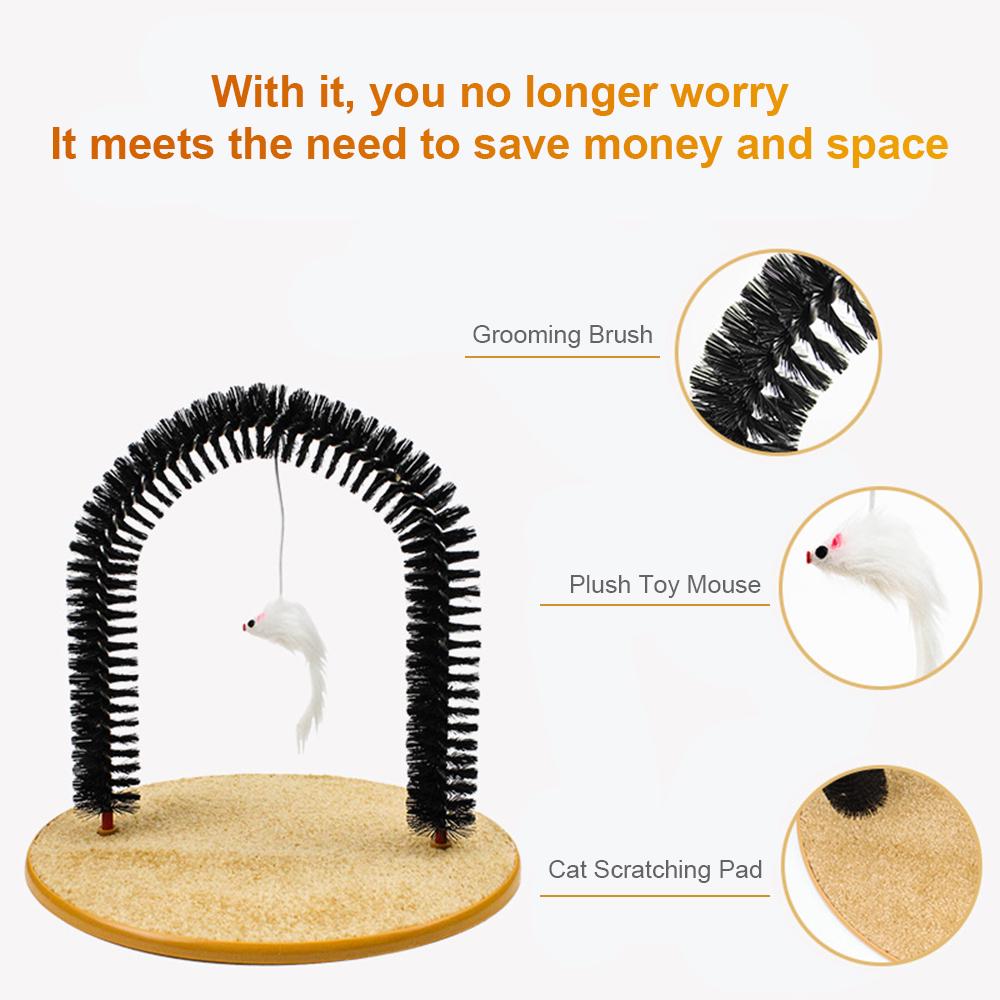 Cat Self Massager Cats Arch Self Groomer Scratcher Toy Brush Cat Scratching Pad