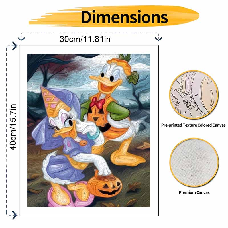 Disney Ручная работа DIY масляная живопись цифровой живописный набор Дональд Дак Дейзи Хэллоуин тыква тема домашняя гостиная прихожая подвесная картина