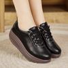 Women Platform Loafers Black Casual Leather White Shoes Thick Sole Height Increase Shake Shoes