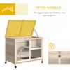 2-Tier Wooden Rabbit Hutch with House, Ramp and Pull-Out Tray, 91.5x53.3x73cm