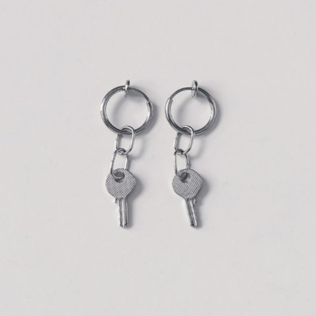 [STRAY KIDS Hyunjin Style] Стальное кольцо-серьга в виде ключа или кафф