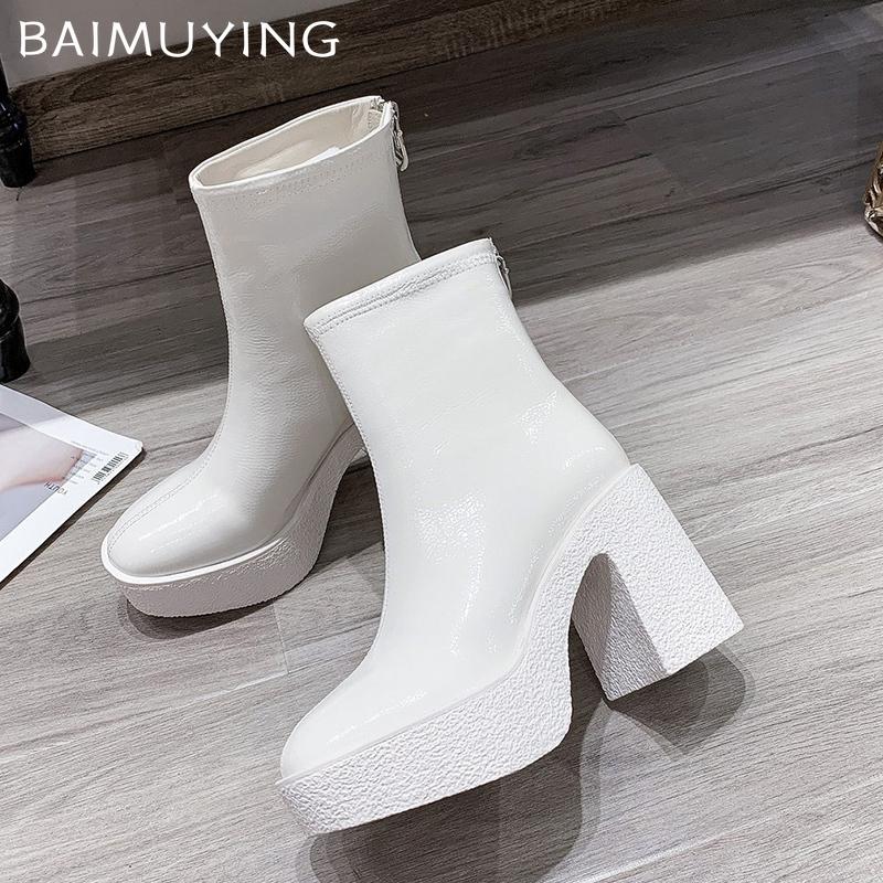 Женские ботильоны на платформе, кожаные модные туфли на высоком каблуке, 2025, трендовые дизайнерские классические массивные новые туфли-лодочки в готическом стиле, зимние ботинки Mujer