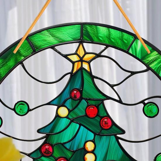 Yousheng Рождественские ловцы солнца Акриловые расписные украшения Праздничный декор для окна, дерева, крыльца Красочные отражения Подвесные украшения для дома